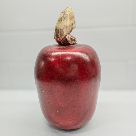 Wooden Red Delicious Apple Decor w/ Wood Stem, Rustic Farmhouse, Country - 8”H - Picture 1 of 6